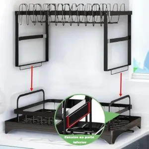 Escorredor De Louça Pratos Talheres Inox Cozinha Duplo - Imagem 5