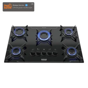 Cooktop Itatiaia Electra Plus 5 Bocas Mesa Vidro Preto Bivol - Imagem 1