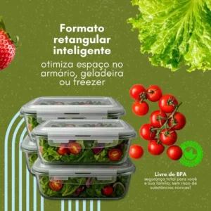 Kit 4 Potes Vidro 1040ml Hermético Marmita Forno Refratário - Imagem 4