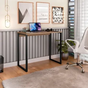 Escrivaninha Industrial Mesa Estudo Aparador Office Aço Mdf - Imagem 2