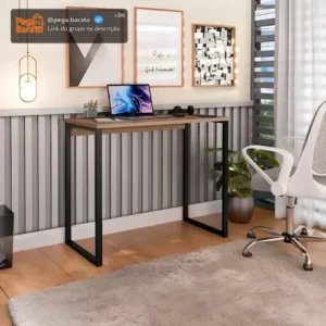 Escrivaninha Industrial Mesa Estudo Aparador Office Aço Mdf - Imagem 1