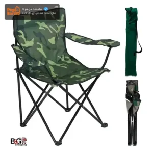Cadeira Praia Acampamento Pesca Dobrável Porta Copo Banqueta Cor Camuflado - Imagem 1