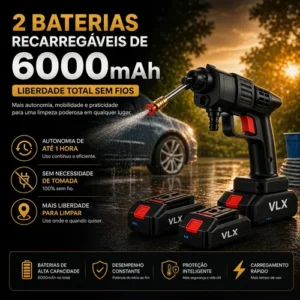 Lavadora Alta Pressão Portátil Recarregável Sem Fio Bivolt - Imagem 7
