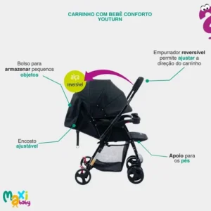 Carrinho de Bebê Com Alça Reversível YouTurn Maxi Baby - Gold - Imagem 6