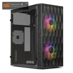Gabinete Gamer TGT Jester V2 Preto Mini-Tower com Acrílico e 2 Fans Rainbow - Imagem 1