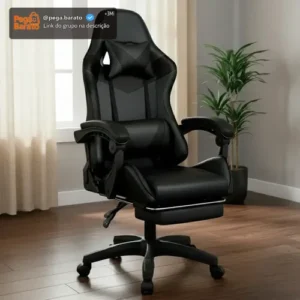 Cadeira Gamer Jogos Escritório Ergonômica Giratória 360 Luxo Cor Preto - Imagem 1
