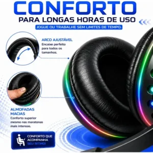Headset Gamer RGB Led Com Microfone P2 P/ PC PS4 PS5 Xbox Celular Notebook Surround 5.1 Landara - Imagem 4