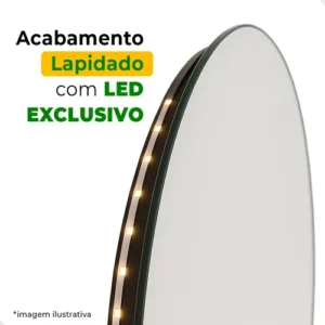 Espelho Orgânico Com Led 150x50 Cm Para Sala Quarto Banheiro Moldura Flame Led Quente - Imagem 7