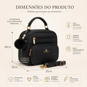 Bolsa Bag Feminina Média Baú Elegante Alça Ombro E Tiracolo - Imagem 6