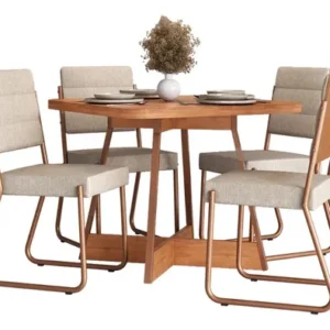 Conjunto Sala Jantar 4 Cadeiras Charlotte Carraro Nogal Rose - Imagem 2