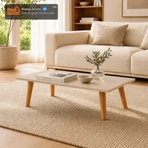 Mesa De Centro 80x42 Baixa Pé Palito Retangular Sala Retrô - Imagem 1