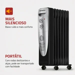 Aquecedor a Óleo Mondial Preto/Prata 1500W A-06 - Imagem 5