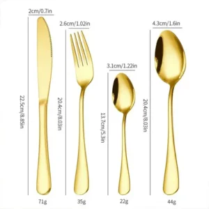 Kit 24 Talheres Luxo Premium Faqueiro Dourado Com Maleta - Imagem 8