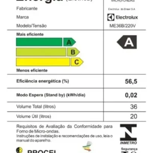 Micro-ondas Electrolux 36L Branco Efficient com Descongelamento Assistido ME36B - Imagem 10