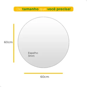 Espelho Redondo 60cm C/ Led Para Parede Quarto Banheiro Sala - Imagem 7