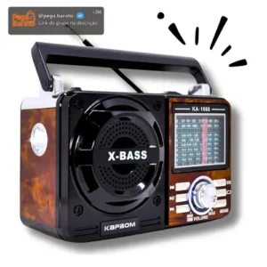 Rádio Retrô Vintage Portátil AM/FM Bluetooth USB Marrom - Imagem 1