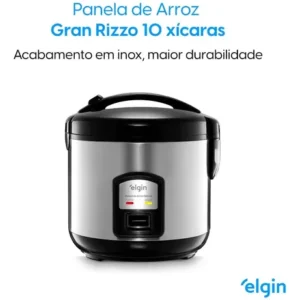 Panela De Arroz Elétrica Gran Rizzo 700w Elgin 10 Xíc Preto - Imagem 11