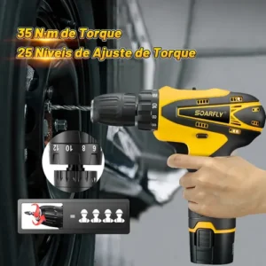 Parafusadeira E Furadeira Cor 2 Baterias Sem Fio 18v Soarfly - Imagem 2