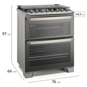 Fogão 5 bocas Electrolux Cinza Experience com Duplo Forno, PerfectCook360 e Vapor Bake FE5DC - Imagem 2