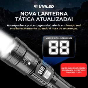 Lanterna Tática Recarregável Atualizada Led Visor Digital Zoom Telescopico ABS 3 Modos Iluminação Uniled - Imagem 4