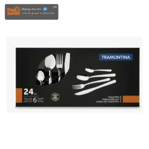 Faqueiro Tramontina 24 Peças Inox Jogo De Talheres Completo 6 Pessoas, Resistente, Não Enferruja, Fácil Limpeza, Kit Talheres Inox Premium Para Cozinha, Mesa Posta E Dia A Dia - Imagem 1