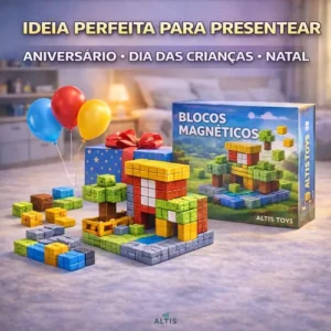 Kit 100 Blocos Magnéticos De Montar Construção Brinquedo - Imagem 9