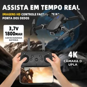 Mini Drone E88 Pro Com Câmera Dupla Wifi Com Case 2 Baterias + Ligenai Jozy Mini Controle Remoto Drone 2.4 Ghz - Imagem 7