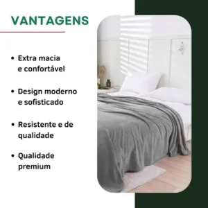 Cobertor Manta Microfibra Casal Super Macio Quentinho Toque Aveludado Hotel Luxo Confortável Premium Cor Cinza - Imagem 3