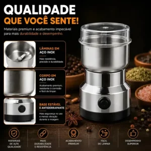 Moedor De Café Elétrico Triturador De Grãos Sementes Temperos Especiarias Pimenta Sal Grosso Ervas Castanhas Alho Café Inox Multifuncional Alta Potência Moagem Rápida Uso Doméstico Black Raipe - Imagem 6