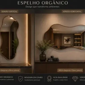 Espelho Orgânico grande com Moldura Lapidado 100x50 Preto - Imagem 5