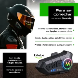 Fone De Ouvido Para Capacete Moto Bluetooth Headset Rgb Sem Fio Kateluo - Imagem 4