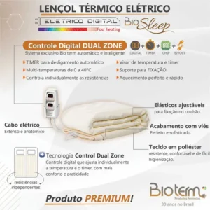 Lençol Térmico Queen Size Digital Bivolt Bio Term - Imagem 7