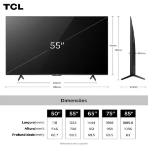 Smart TV TCL 55 Polegadas QLED 4K P7K WiFi Bluetooth Google TV HDR10+ Dolby Atmos Dolby Vision 55P7K - Imagem 4