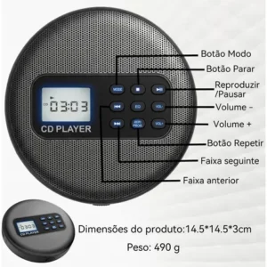 Leitor De Cd Portátil Bluetooth Suporta Cd/cd-rw/wma/mp3 - Imagem 3