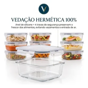 Kit 10 Pote De Vidro Marmita Hermético 640ml Freezer Fitness Vitrex - Imagem 5