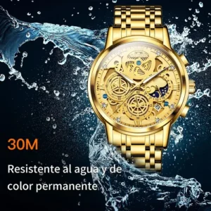 Olevs Relógio Masculino Original Quartzo Dourado Aço 9947 - Imagem 7