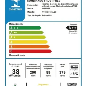 Geladeira Hisense Duplex Inox 381L Inverter Frost Free RT3N375 220V - Imagem 12