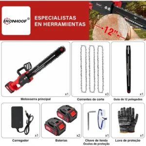 Motosserra Elétrica Brushless 16 Polegadas 2 Bateria 1600w - Imagem 3