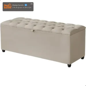 Recamier Calçadeira Baú Estofado Solteiro Berlim 0,80cm Bege - Imagem 1