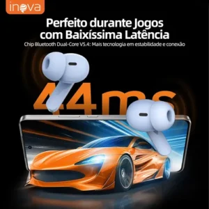 Fone De Ouvido Sem Fio Bluetooth 5.4 Tws Intra-auricular Com Cancelamento De Ruído Para Academia Corrida Esportes e Gamer Com 200h Bateria Longa Duracao - Imagem 9
