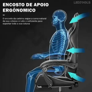 Cadeira Gamer Jogos Escritório Ergonômica Giratória 360 Luxo Cor Preto - Imagem 8
