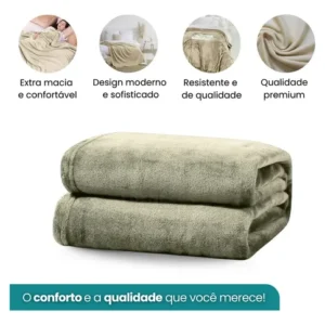 Cobertor Mantinha Microfibra Casal Manta Antialérgica Lisa Super Macia 1,80 X 2,20 Premium Cor Cáqui - Imagem 5
