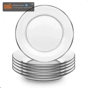 Jogo De Pratos Fundos Cedar Glass Kit 12 Pratos Em Vidro Almoço E Jantar - Imagem 1
