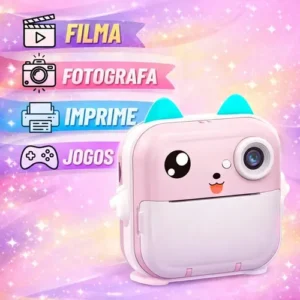 Câmera Digital Infantil Impressão Instantânea Dorama Foto Video Jogos Cor Câmera Polaroid Rosa - Imagem 5