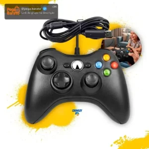 Controle Para Xbox 360 Com Fio Joystick Manete Gamepass Steam Tv Pc Android - Crowley - Imagem 1