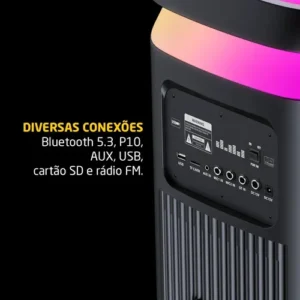 Caixa de Som Bluetooth PulseBox 3 1400W TWS Karaoke LED Preto - SP511 - Imagem 4