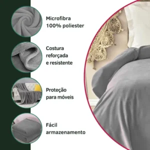 Cobertor Manta Microfibra Casal Super Macio Quentinho Toque Aveludado Hotel Luxo Confortável Premium Cor Cinza - Imagem 4
