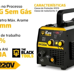 Máquina Inversora De Solda Digital Mig 130a Sem Gás C/ Tocha - Imagem 6