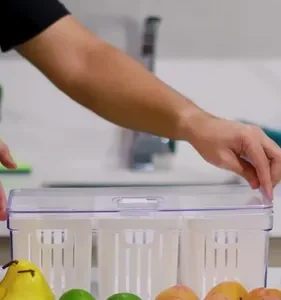 Organizador De Geladeira Grande Com 3 Cestos de Drenagem 6,8 L - Imagem 2