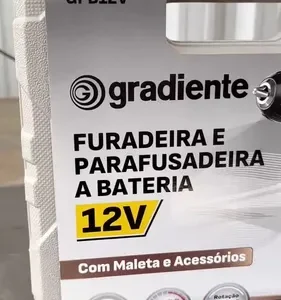 Parafusadeira Furadeira Sem Fio A Bateria 12V 3/8 Pol. 10mm Gradiente Profissional Com Maleta Brocas e Bits - Imagem 2